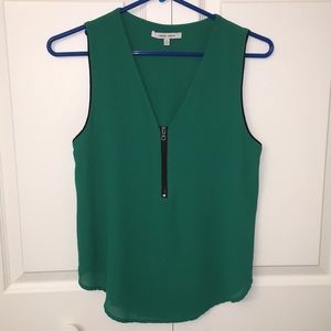 Naked Zebra Green Sleeveless Blouse, Size Small